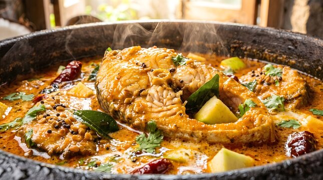 Authentic Malabar Fish Curry Coconut Gravy Clay Pot Kerala Backwater Kitchen baked potatoes with mushrooms