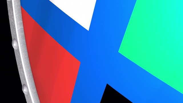Metallic Shield Transitions with the Flag of Belgorod Oblast of Russia