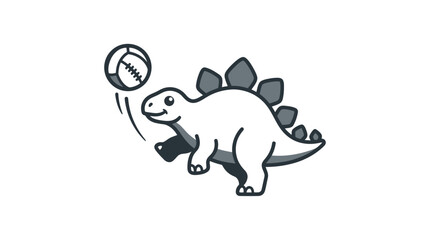 Stegosaurus playing with baseball. © Robot
