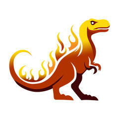 3D Cartoon Orange Dinosaur with Fire Isolated © BUGIS DESAIN