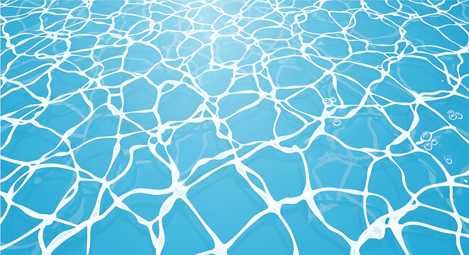 Natural sunlight reflections creating intricate caustic patterns on the surface of blue water with caustics sunlight reflection abstract swimming background transparent