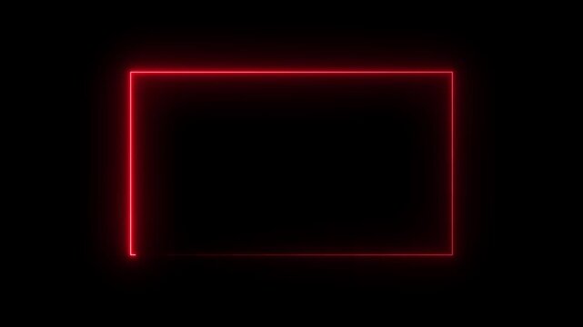 Neon red glowing rectangle frame with missing bottom right corner on black background