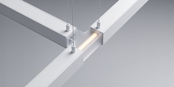 Minimal White Modular Workflow Connector With Frosted Light Segment For Business Process Architecture Background