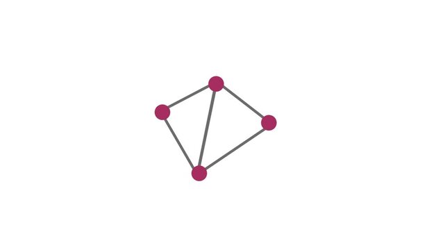 Flat vector abstract geometry animation with a rotating triangle mesh and connecting node dots