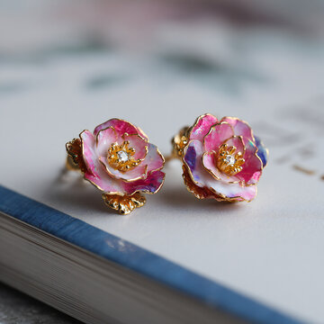 Sweet Stud pink color flower Earrings for Girls