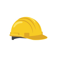 Fototapeta premium Bright yellow protective hard hat for construction site safety, isolated on a white background, head gear for industrial work environments