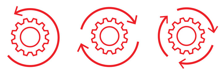 Settings complete gear icon set with checkmark sign for verified process and success engineering milestones. © Hike studio 8