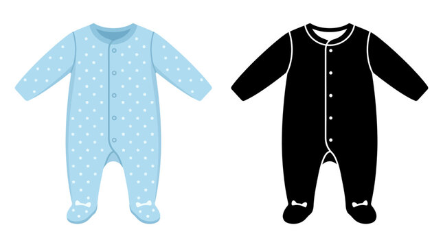 Baby Onesie Illustration With Star Pattern And Silhouette Version