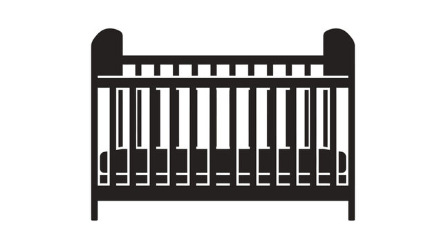 Baby crib silhouette on a white background simple monochrome design