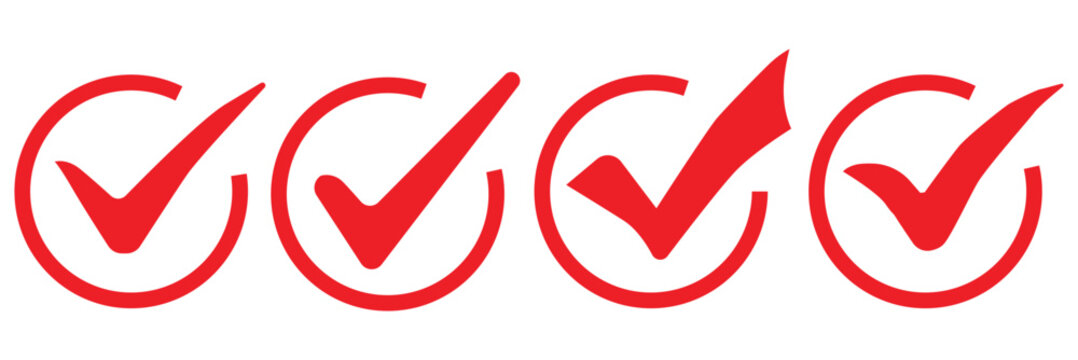 Set of green check mark icons in black circles on transparent background vector illustration. Collection of checkmark icons in various colors and styles. Green check mark icon set, circle