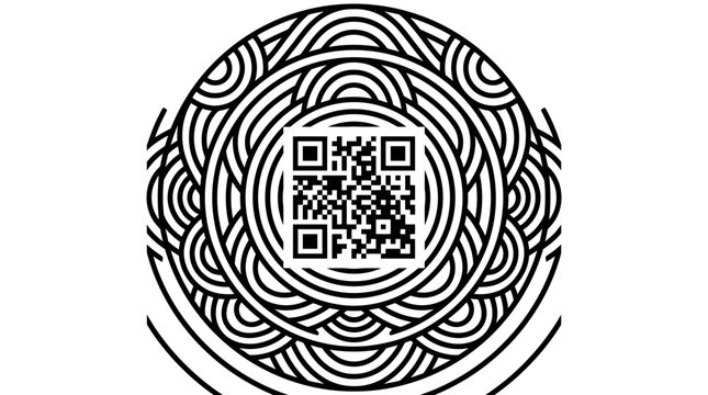 Circular Abstract Pattern with QR Code - Modern Design Element