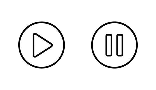 Play button, Pause button set. set icons on a white background
