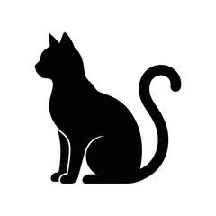 Black cat silhouette, feline icon, pet vector, animal shape isolated on White Background silhouette © Salma
