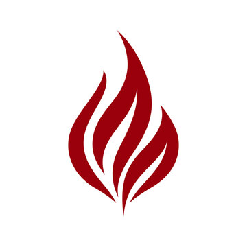 Red fiery abstract logo icon showing multiple flame elements combining, representing concepts of warmth, energy, passion, growth, and dynamic movement