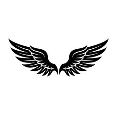 Fototapeta premium Black wing, wing icon, feathered symbol, vector wings isolated on White Background silhouette