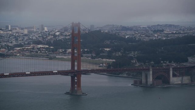 Rain Clouds Over Golden Gate Bridge And City - Wide, High Shot