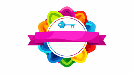 Fototapeta premium colorful key symbol with ribbon banner