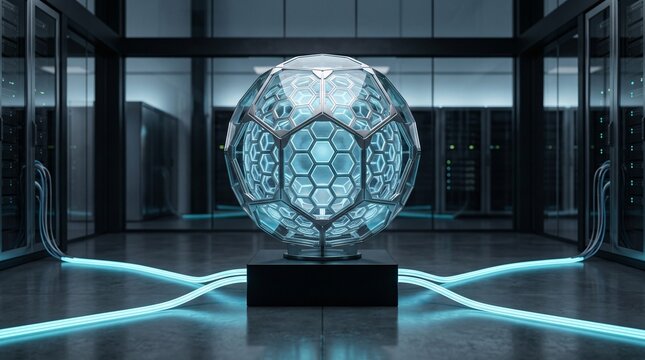 Premium futuristic data connectivity hub and server infrastructure