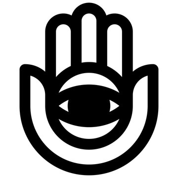 Semitic neopaganism. Outlined stroke vector icon with black-filled details.