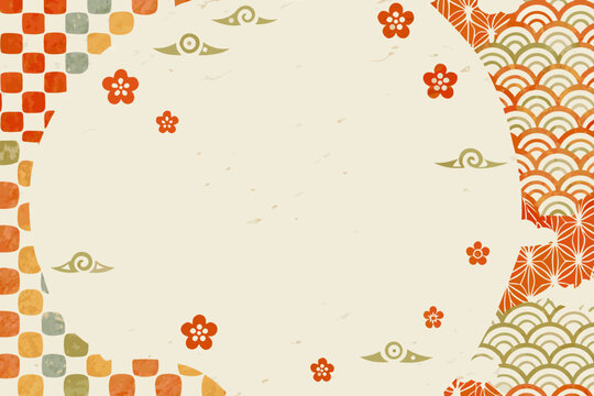 japanese traditional pattern on beige background floral
