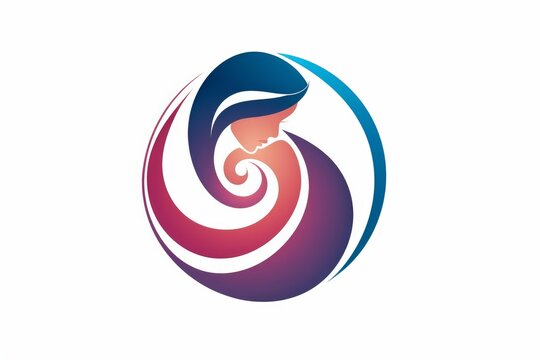 Abstract female profile with flowing hair and body forming an elegant circular spiral