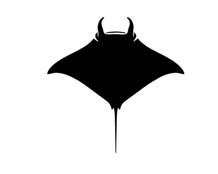 Front view manta ray silhouette vector illustration
