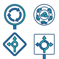 Traffic signs with arrows and symbols. © Alex