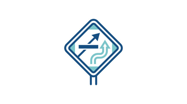 Traffic sign with directional arrows.