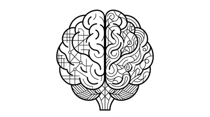 Fototapeta premium Abstract Brain Illustration: Logic and Creativity