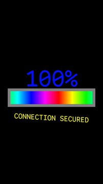 loading bar filling up with percentage numbers ending with the text connection secured shown clearly