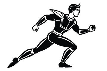 Fototapeta premium Pixel Art Running Figure Silhouette - Retro Style Game Character Vector Icon