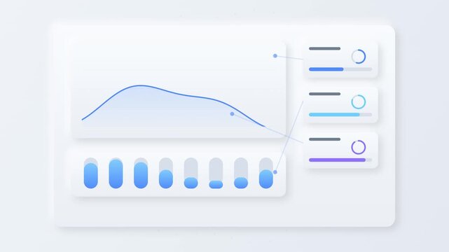 Neumorphic UI Dashboard with Animated Data Graphs and Controls