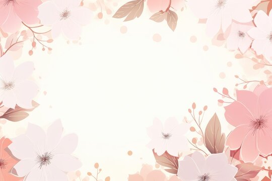 Soft pastel flowers creating a decorative border on a light background