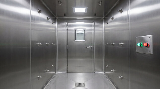 Stainless steel cleanroom air shower entrance for pharmaceutical manufacturing