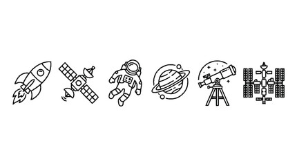 Astronauts explore the solar system with spacecraft and telescope in space © dindha