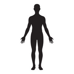 Minimalist black silhouette of human figure with arms outstretched against white background © NeuroVisual Lab