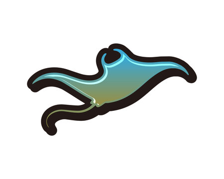 Cute stylized stingray colorful vector illustration
