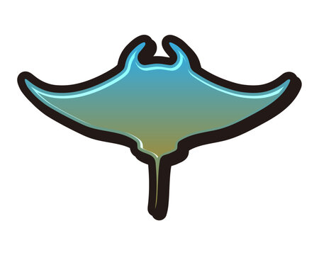 Front view manta ray colorful vector illustration
