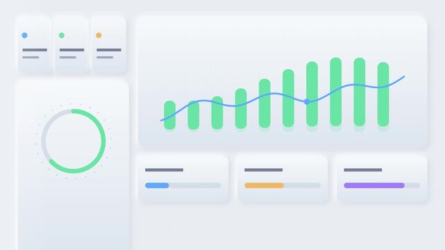 Neumorphic Dashboard UI Animation: Data Visualization and Analytics