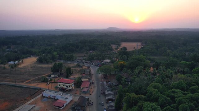 Mudradi Village, Village, sunset over the city, Sunset Background
