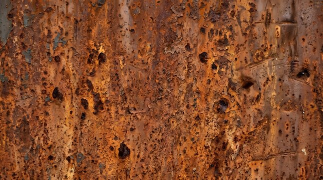 Corroded metal surface with heavy rust texture and peeling orange paint showing industrial oxidation.