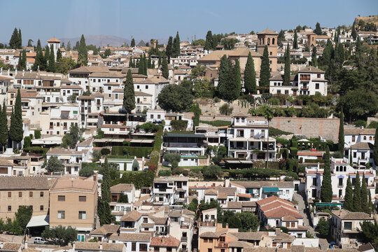 Panorama view of the Spanish city of Granada, Andalusia, Spain    