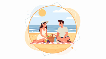 Obraz premium Couple on romantic beach picnic