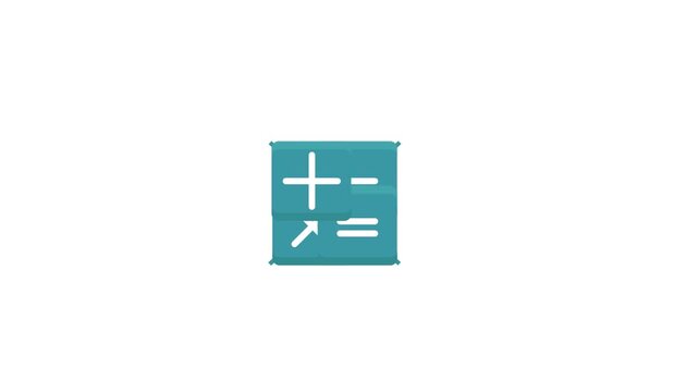 Flat vector mathematics icon animation showing math operators and calculator symbol loop