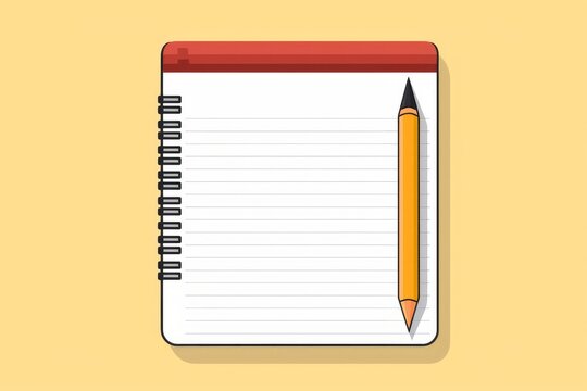 Empty spiral notebook and pencil on a yellow background, ready for writing or drawing