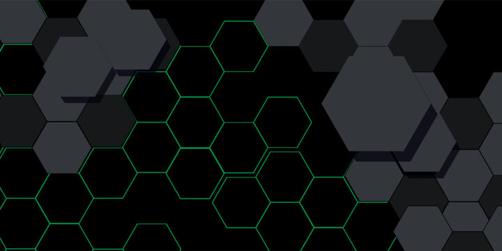 Premium hexagonal abstract metal background. frame dark element