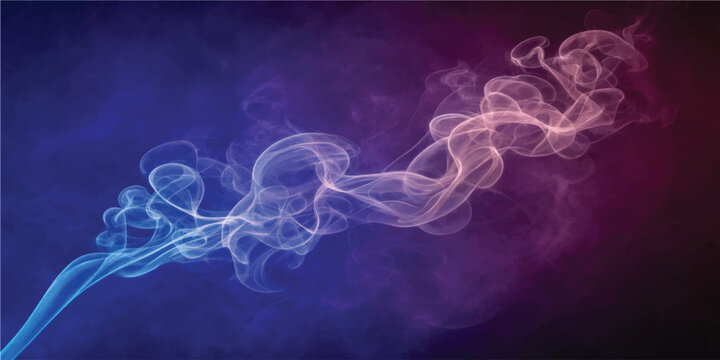 Abstract colorful smoke or fog in neon pink and blue light with abstract colorful background ethereal gradient atmosphere darkness decoration electric illuminated marbling performance
