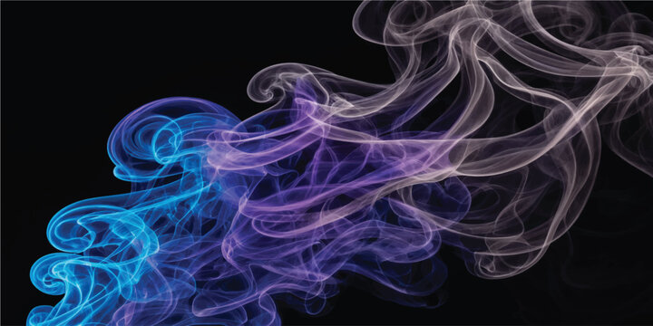 Multicolored smoke puff cloud design elements on a dark background