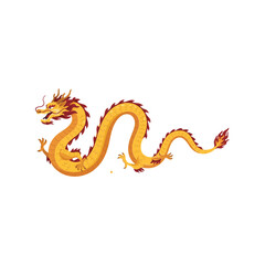 Fototapeta premium Detailed of a traditional chinese golden dragon isolated on a plain white background, for cultural projects