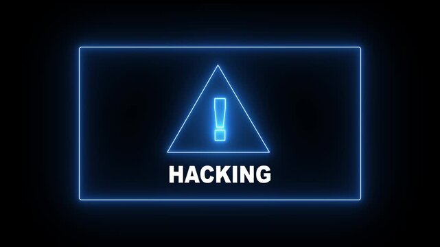 Hacked icon ,Warning hack security breach computer hacking warning message hacked alert Animation of hacked text banner, microprocessor connections.4k animation motion graphic video.